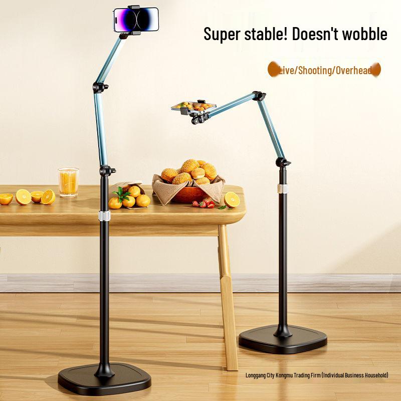 360° Rotating Floor-Standing Phone Holder for Live Broadcasts – Multifunctional Overhead Stand