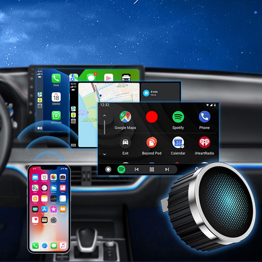 2 in 1 Wireless CarPlay Android Auto Adapter Wireless CarPlay Adapter Smart USB Dongle for iPhone and Android Factory Wired Cars