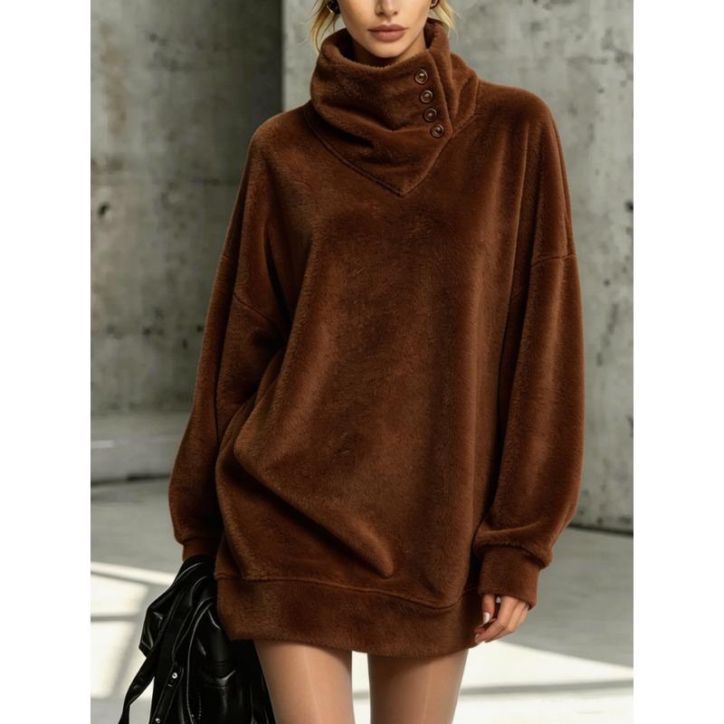 MGHR Felpa da donna casual con stampa a tinta unita Autunno Inverno Manica Lunga