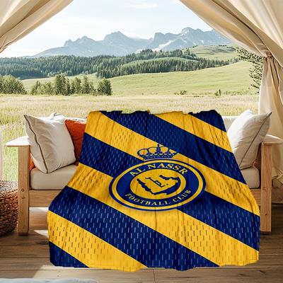 1PC Al-Nassr Football Club Crest Printed Soft Flannel Blanket Throw for Adult Bedroom Living Room Sofa Camping Travel Fan Gifts Christmas Gifts