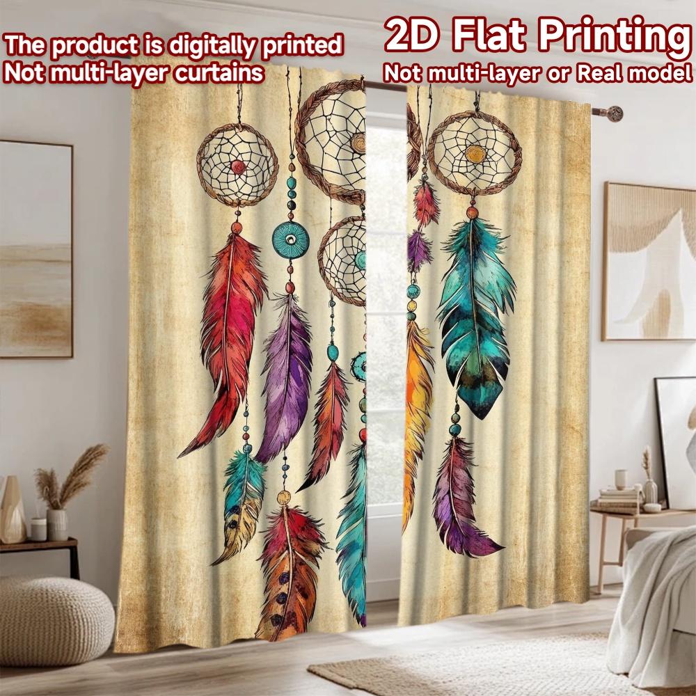2D Flat Photography Backdrop Photography Backdrop Colorful Dreamcatcher Feathers 100% Polyester Family Party for Suitable