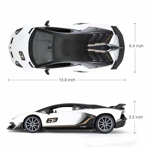 RASTAR 1/14 Scale Lamborghini Aventador SVJ Radio Control Car, RC Model Car with Illuminating Headlights and Taillights, White, 2.4GHz