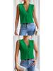 European and American Women's Summer V-Neck Layered Solid Color Top