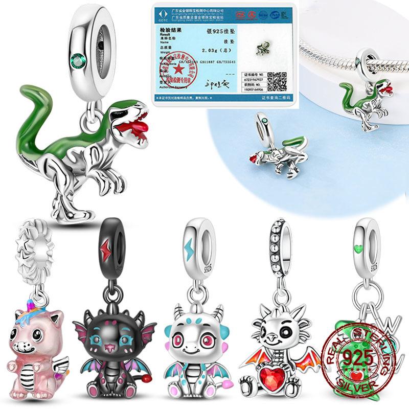 Copper Charms Beads Cute Fire Dragon Dinosaur Charms Fit Original Pendants Bracelet Diy Women Jewelry Gift