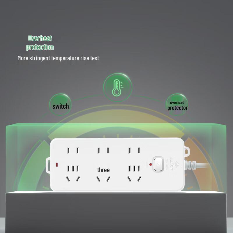 BULL GN-402 Safety Power Strip with Overload Protection, 3M, 6 Outlets