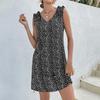 Women's Fashion Summer Spring Polka Dot Print Sleeveless V-Neck Loose Waistline Casual Dresses