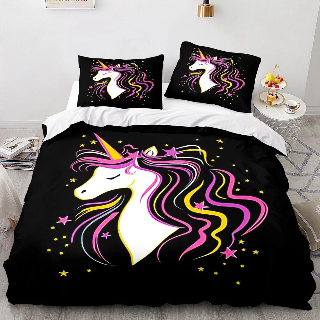Cartoon Rainbow Unicorn Bedding Set Unicorn Sets Single Double Queen Twin Full Size Duvet Cover Girls Soft Duvet Cover