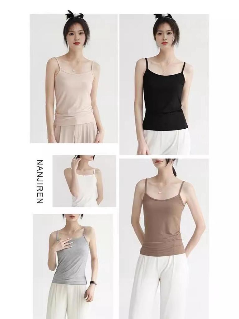 Damen Schwarzes Modal-Camisole - Sexy Sommer Dünne Oberbekleidung mit Schönem Rückendesign