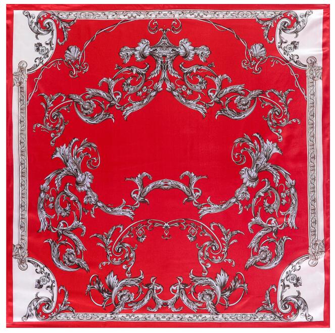 90*90cm Luxury Brand Women Silk Scarfs European Architectural Pattern Square Scarves Spring Summer Shawls For Ladies