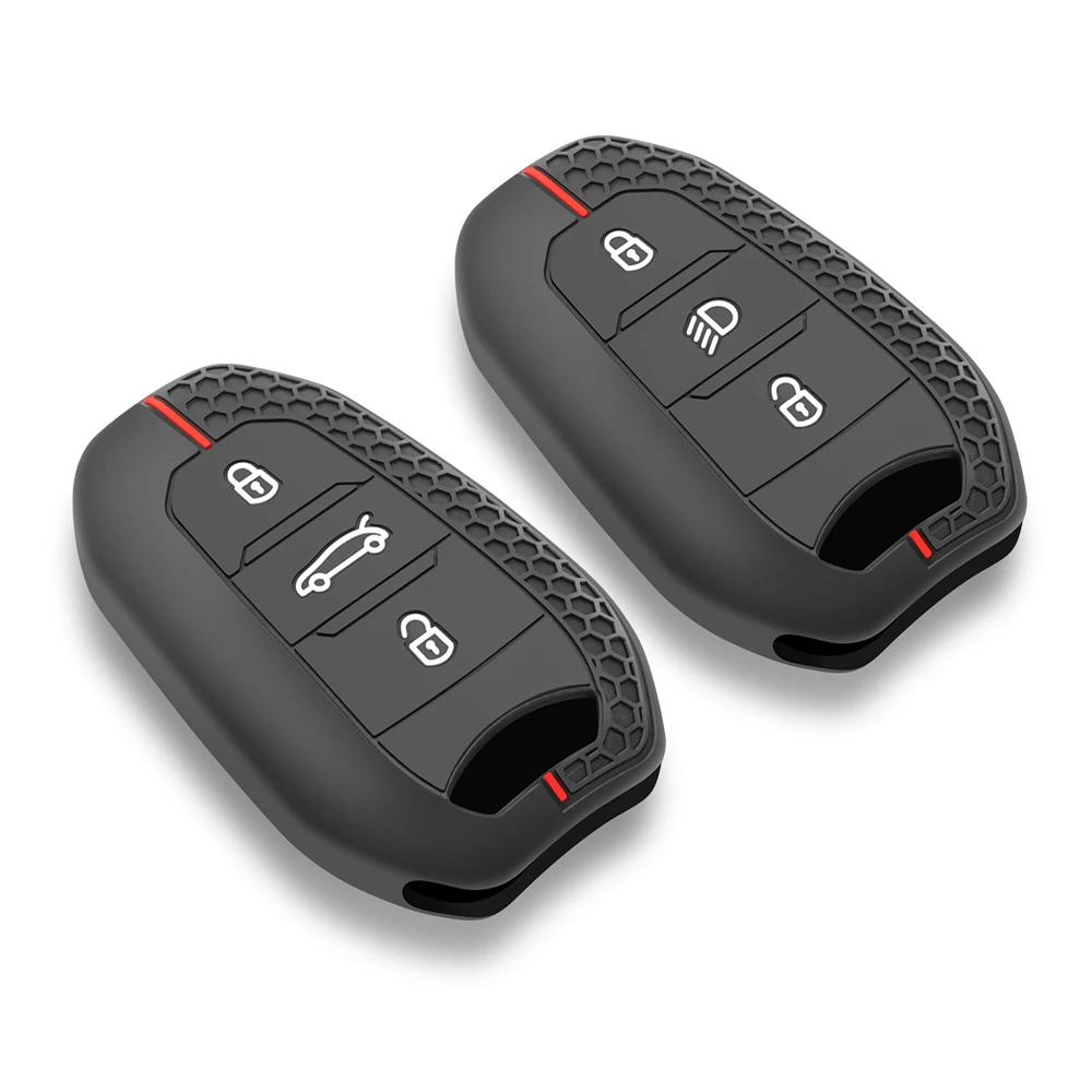 Shell Cover Holder Car Key Fob Case 5008 DS5 DS6 For Peugeot 208 DS3 For Citroen C4 C5 X7 Silicone Rubber Smart Remote Key Cover