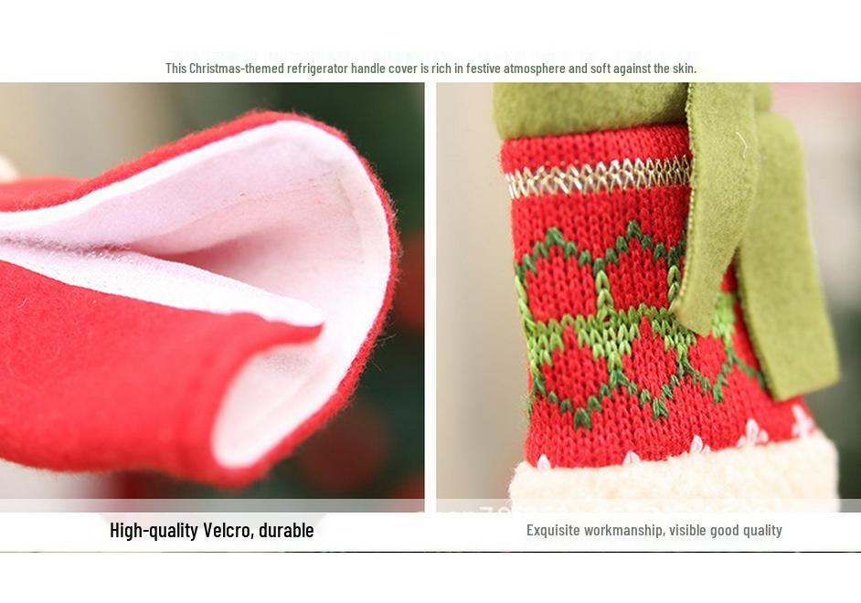 Haobei Snowman Style Anti-static Refrigerator Door Handle Covers - Christmas Fabric Protection for Double Doors