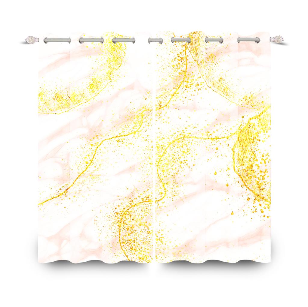 Modern Marble Grain Curtains Set Polyester Home Interior Minimalist Style Living Room Window Curtain Light Blocking For Area Made Of