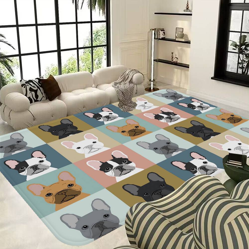 Anime French Bulldogs Floor Mat Cheaper Anti-slip Modern Living Room Balcony Printed Bedside Mats