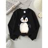 European sizes Girls' Soft Crewneck Sweatshirt, Cute Watercolor Penguin Print, Casual for Fall Winter, Ideal Holiday Present.