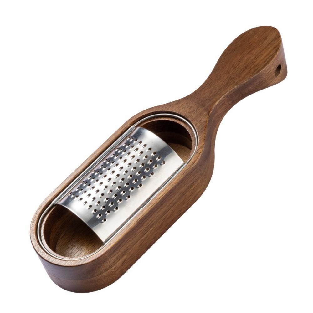 Stainless Steel Cheese Grater Acacia Wood Vegetable Shredder Chocolate Handheld Grater  Grater Tool With Handle