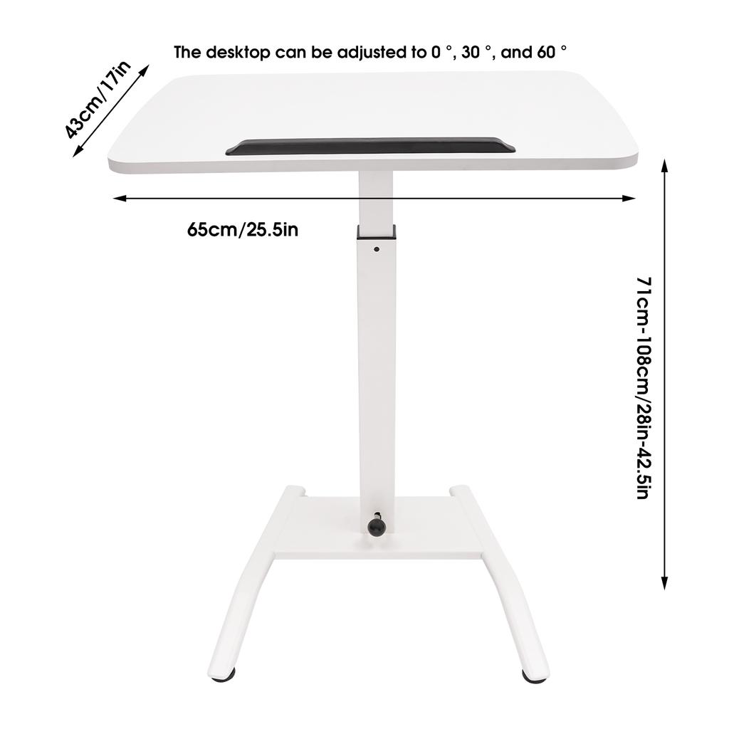 Adjustable Rolling Desk, Adjustable Podium Desk, Standing Lifting Desk Accommodate IPads, Books, Laptops for Home Offices White