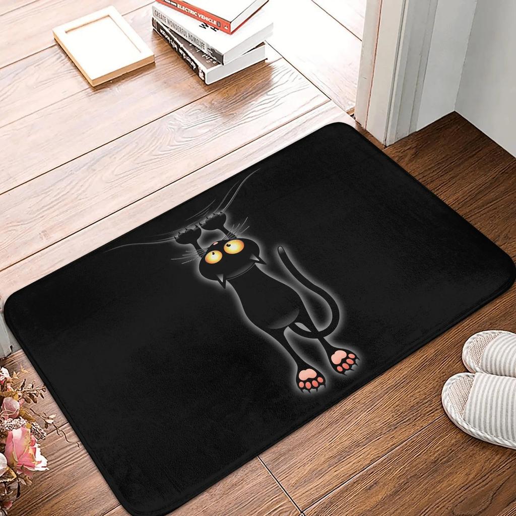 Niedlicher Cartoon Katze Teppich Schlafzimmer Anti-Rutsch Teppich Heimdekoration Rosa Blau Gelb Fußmatte Schwarze Katze Druck Anti-Rutsch Fußmatte