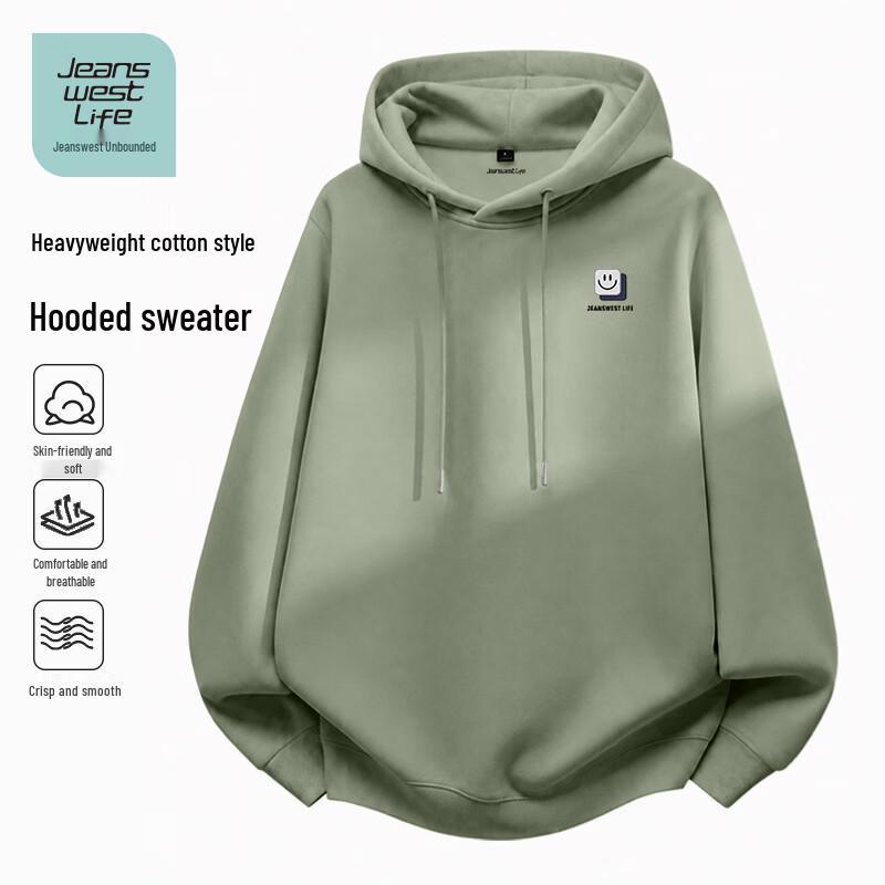 JEANSWEST LIFE Men s Letter Print Hooded Sweatshirt 2XL