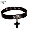 2025 Harajuku Cross Pendant Gothic Punk Cosplay Pu Leather Choker Necklaces Collar Necklace Rock Jewelry For Women Man