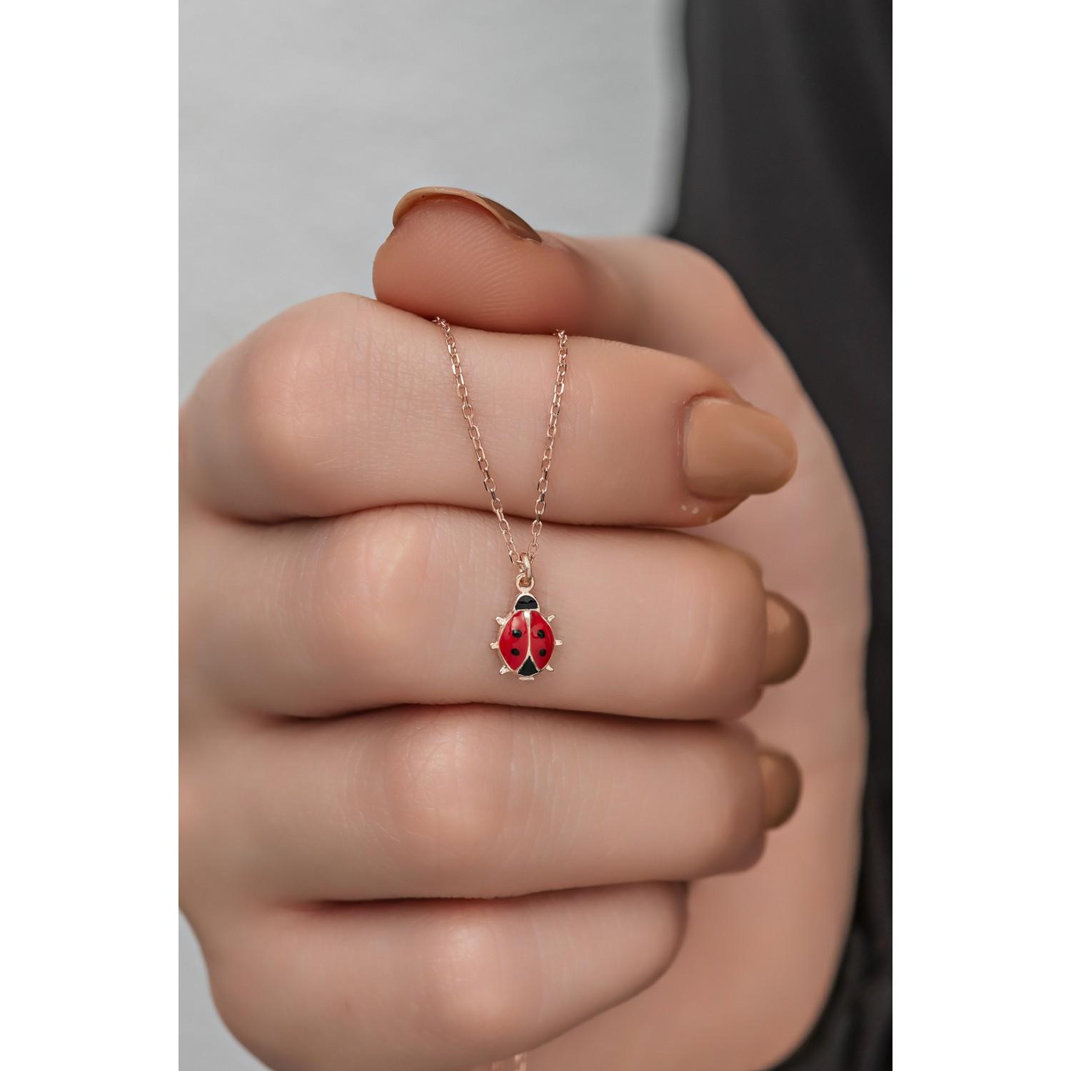 

Ожерелье с красной эмалью из стерлингового серебра 925 пробы с божьей коровкой