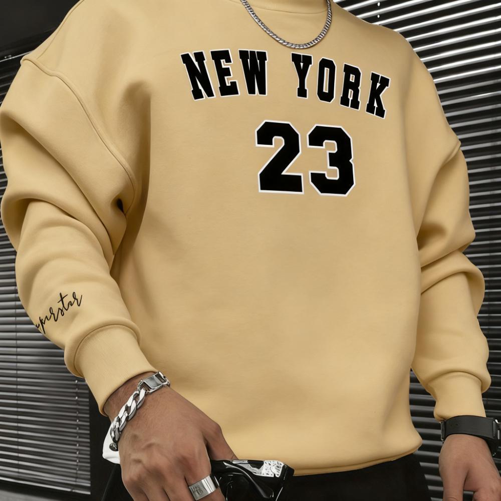 

Men s Fashion Trend Casual Long Sleeve Round Neck Pullover Hoodie with Velvet Print for Winter XXXL