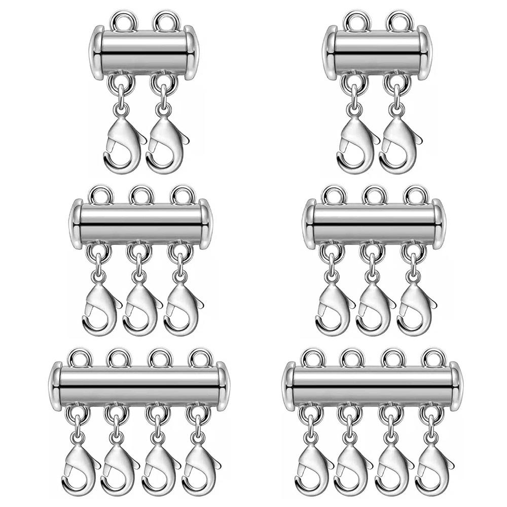 

2pcs Multi Strand Necklace Layer Lobster Clasp Slide Magnet Tube Connector Locks Magnetic Separator for Bracelet Jewelry Making 5 Rows