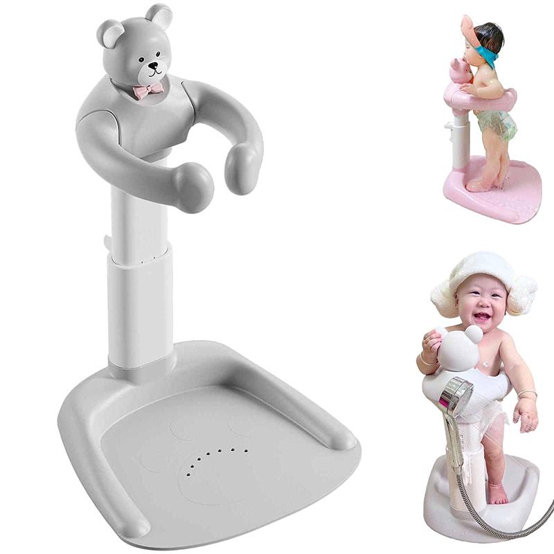 

Portable Baby Standing Bath Rack Shower Support Holder Height Adjustable Infant Bathtub Stand With Nonslip Large Base as the picture