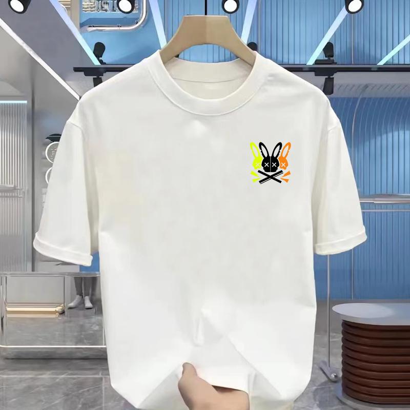 Men's 100% Cotton Summer Loose Fit Large Rabbit Skull Graphic Printed Slim Fit Casual Sports Round Neck Short Sleeved T-shirt