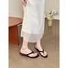 Ernie is here! Retro suede round head slope heel flip-flops female summer toes with thick heel sandals