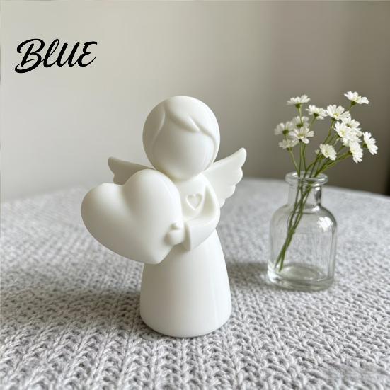 Small Angel Sculpture Mini Love Heart Figurine 3D Printed White Statue Modern Statue Decoration for Mother's Day Valentine's Christmas Gift