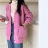 Lazy wind jacket women's autumn new v-neck solid color knitted cardigan women's loose large size sweater women's outer wear
