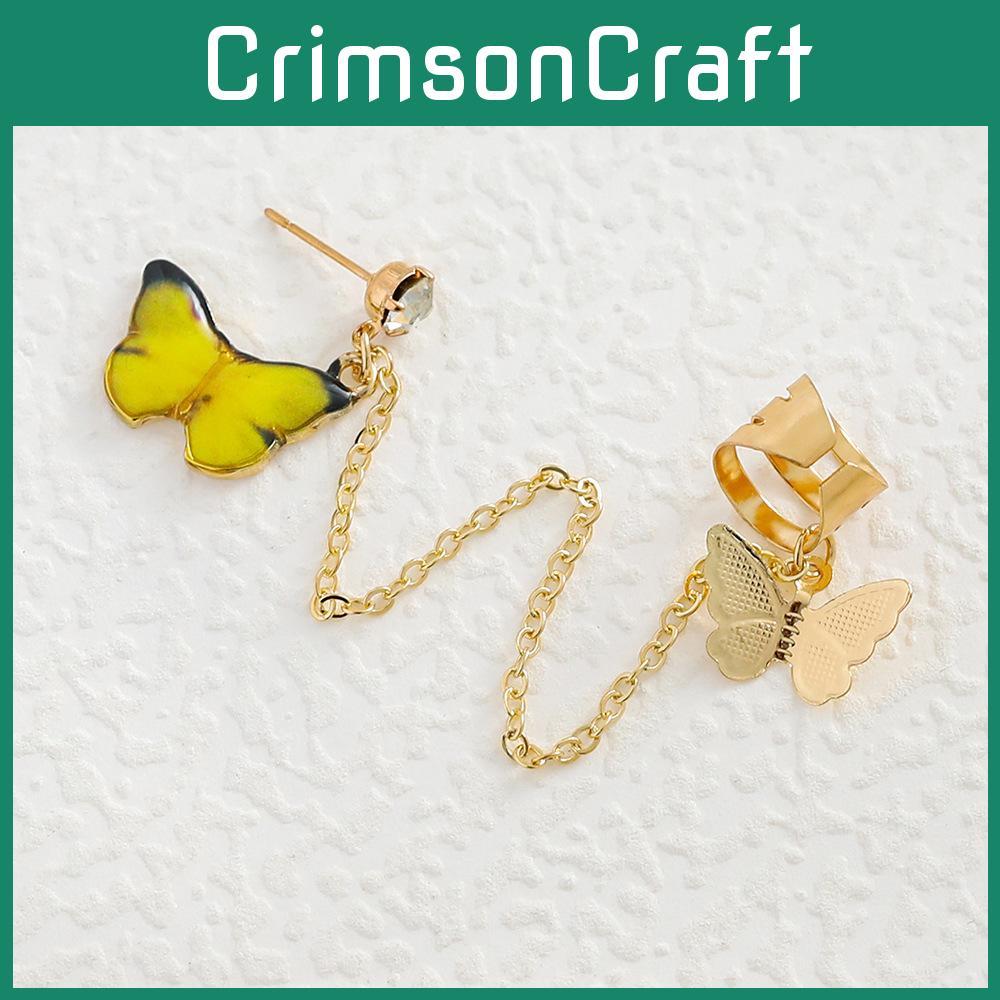 Alloy Butterfly Elegant Stud Earrings With Colorful Designs Geometric