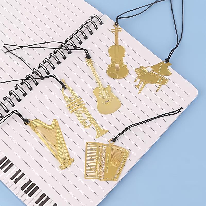 1pc Music-Inspired Metal Bookmark - Unique Instrument Design for Book and Music Lovers, Piano,Guitar,Organ,Harp,Violin, Trumpet Options Available