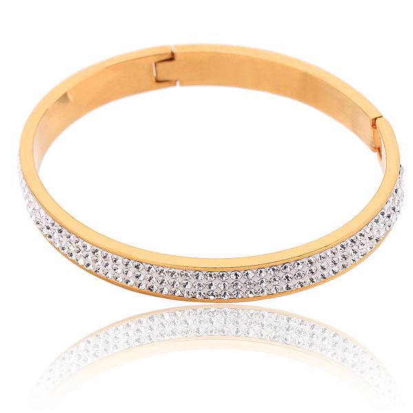 8MM Ceramic Rhinestone 18K Gold Stainless Steel Bracelet: Versatile & Elegant Women s Jewelry золотой