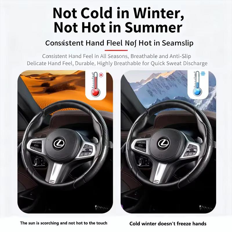 Pro Lexus LS LC RZ IS350 ES300 GS350 CT200h GX460 LX570 RX500h NX300 UX260 LBX Auto Protiskluzový Potah Volantu z Uhlíkových Vláken