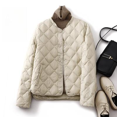 Autumn and Winter Loose and Fashionable Diamond Shaped Stand Up Collar Warm Women's Jackets