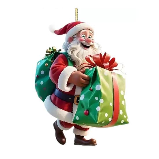 Santa Claus Acrylic Hanging Ornament 3D Effects Easy To Hang On Trees Garlands Wreaths Pendant Festive Home Decor