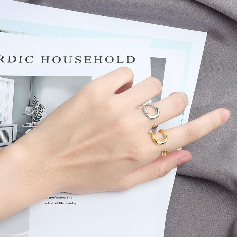 Fashion Personalized Index Finger Ring Niche Design Geometric Twist Open Ring Temperament Retro Couple Ring for Girlfriend Simple Geometric Ring