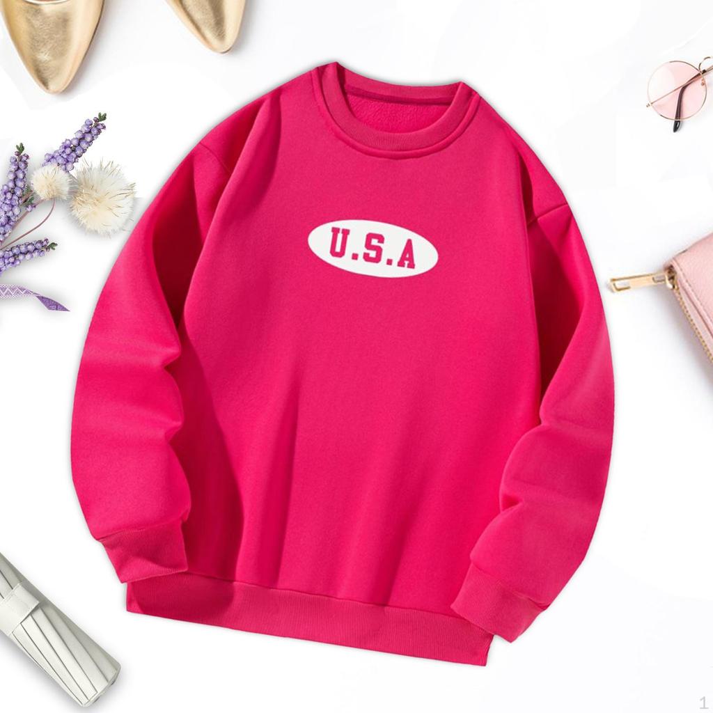 Fashion Sweatshirt Pullover Tops Fall Women Round Neck Printed for Climbing Travel Street