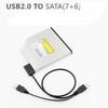 SATA to USB 2.0 6pin+7pin 13pin Adapter Cable External Power Cable for Laptop Optical Drive CD/DVD ROM Slimline Drive Converter
