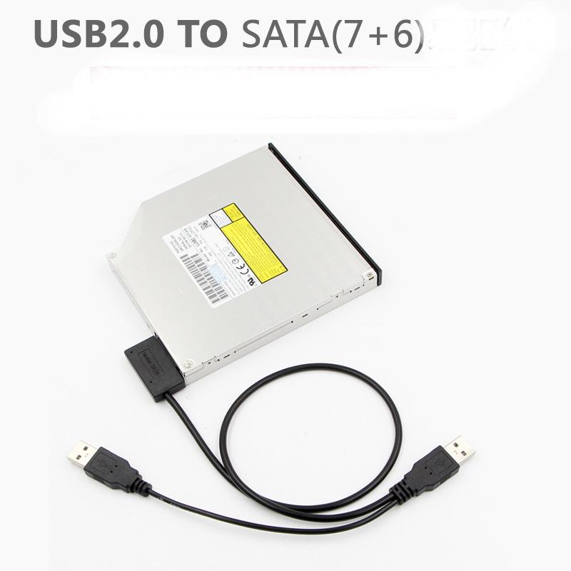 SATA to USB 2.0 6pin+7pin 13pin Adapter Cable External Power Cable for Laptop Optical Drive CD/DVD ROM Slimline Drive Converter