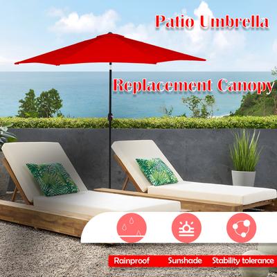 Parasol d'extérieur 6,4 pieds 6 baleines Toile de remplacement Polyester Parasol d'extérieur Accessoires d'ombrage pratiques pour Plage Jardin