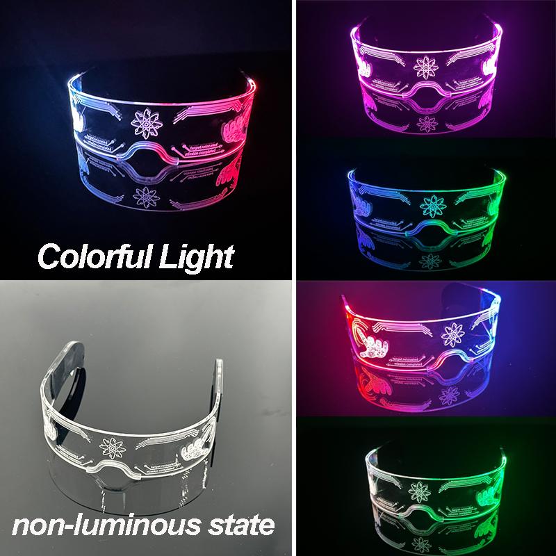 Nouveaux Lunettes LED Colorées Femmes Hommes Décor Lunettes Lumineuses Fête Lunettes Brillantes Pour Rave Boîte de Nuit Bar Fête Dansante blue