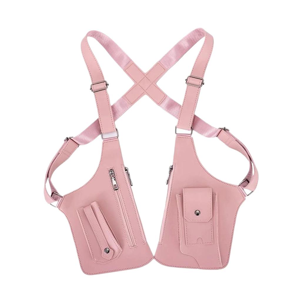 Double Shoulder Strap Men's Chest Rig Bag Multi-Pocket Outdoor Anti-Theft Tactical Fishing Bag Waterproof PU Multi-Purpose Pack