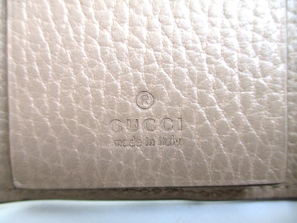 Authentic GUCCI Double G GG Dusty Pink Leather Gold H/W 6 Pics Key Chain #a760  Refurbished