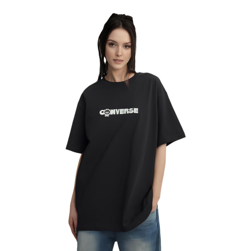 Converse T Shirts Unisex Black Crew Neck Moderate Straight Fit 10025277-A01