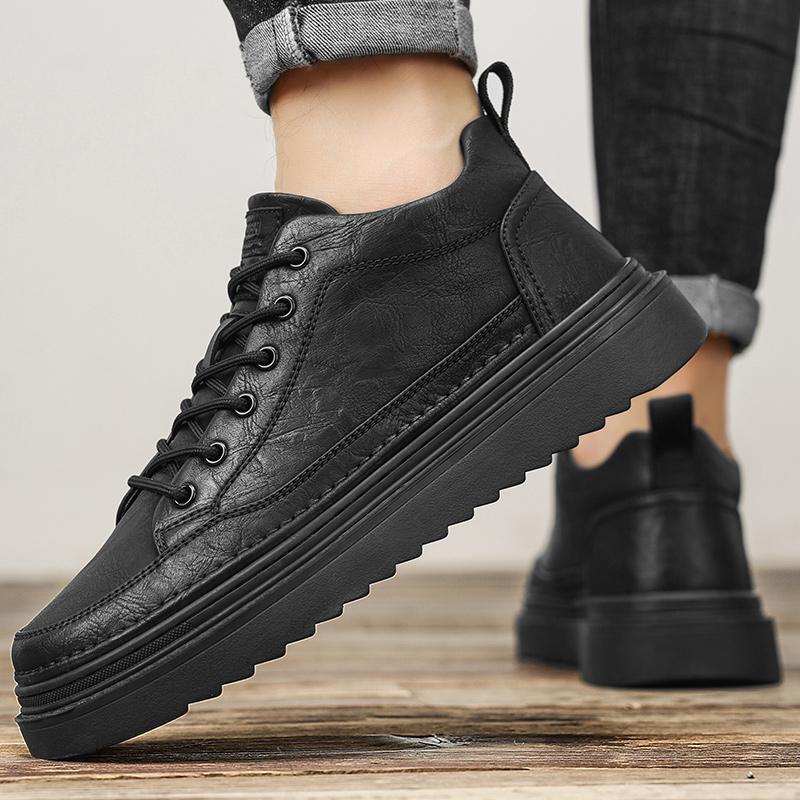 Fashion Men's Round Toe Board Shoes Comfortable Minimalist Design Style Youth Outdoor Fashion Party Daily Office Casual Black Shoes