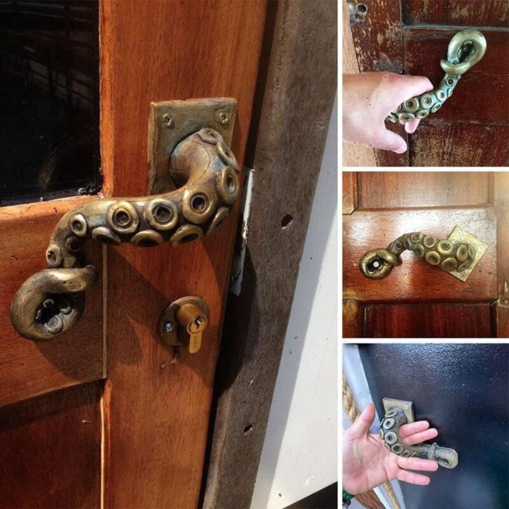 

Unique Tentacle Design Octopus Door Handle Bronze Finish Heavy Duty Steampunk Door Knobs Premium Polyresin Ergonomic Handle бежевый