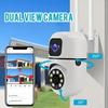 EU Plug 8MP WIFI Surveillance Camera Dual Lens Dual Screen IP Cameras Wireless Outdoor Auto Tracking Night Vision 8X Digital Zoom CCTV Camera
