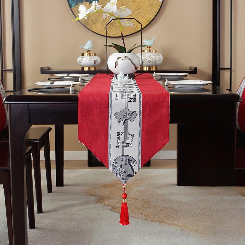 Waterproof New Chinese Style Table Flag Tea Ceremony Zen Tea Mat Tea Table Fabric Long Strip Tablecloth Chinese Style Tablecloth